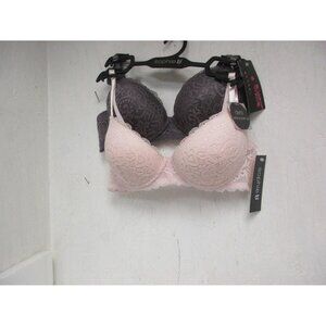 Sophia B 2 Pack Lace Bras Demi Extreme Push-Up 1Peach / 1 Steel Size 34B New!!